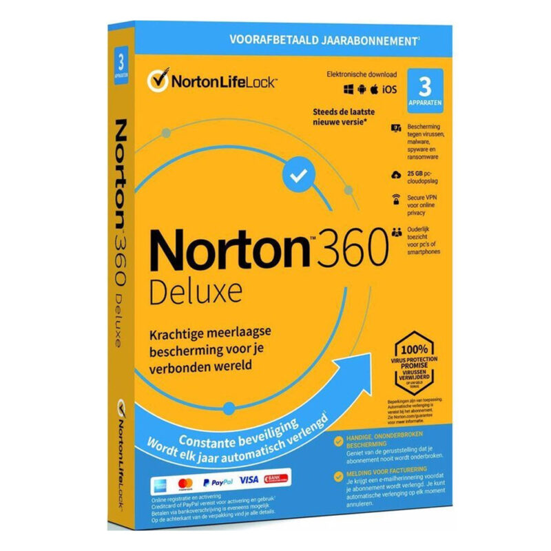 Norton 360 Deluxe 3-Devices + 25 GB Cloudopslag 1 jaar