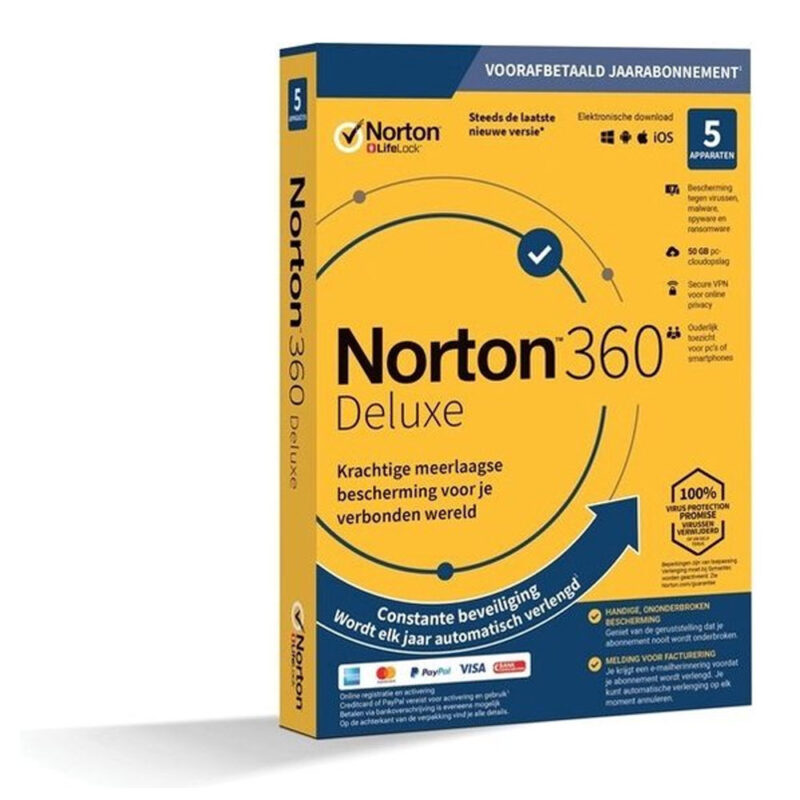 Norton 360 Deluxe 5-Devices + 50 GB Cloudopslag 1 jaar