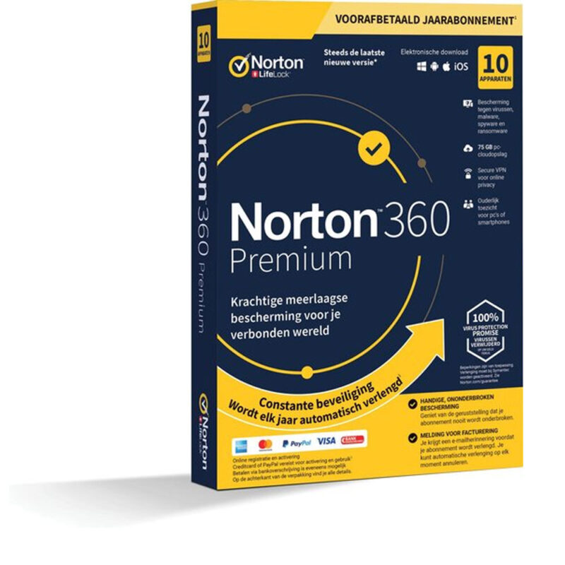 Norton 360 Premium 10-Devices + 75 GB Cloudopslag 1 jaar