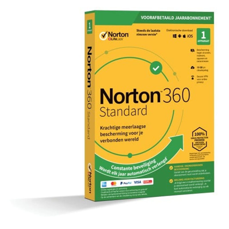 Norton 360 Standaard 1-Devices + 10 GB Cloudopslag 1 jaar